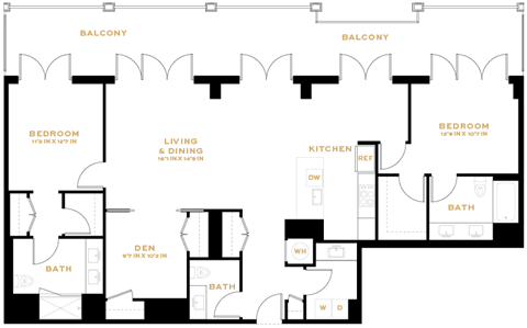 floor plan of a three story house with bedrooms and baths and a patio